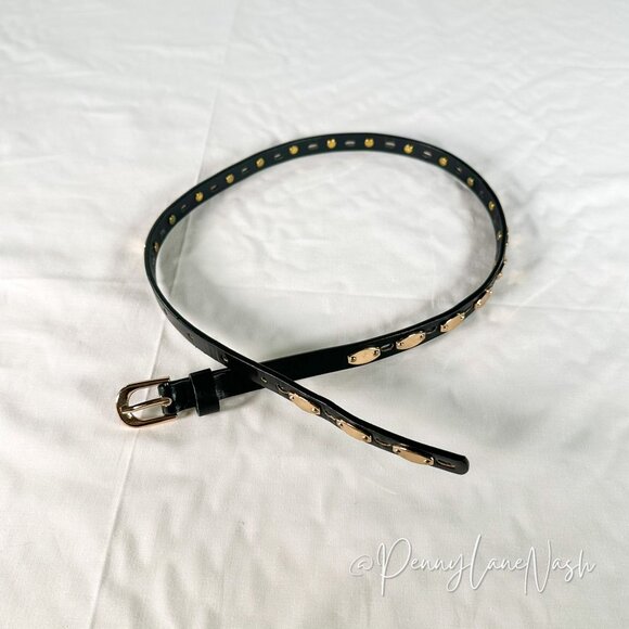 Forever21 Gold Studded 60cm Skinny Belt Size XS/S - Picture 1 of 4